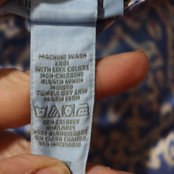 Vintage Sigrid Olsen Bold Blue & White Patterned Straight-Leg Pants Size 10 - Picture 15 of 15